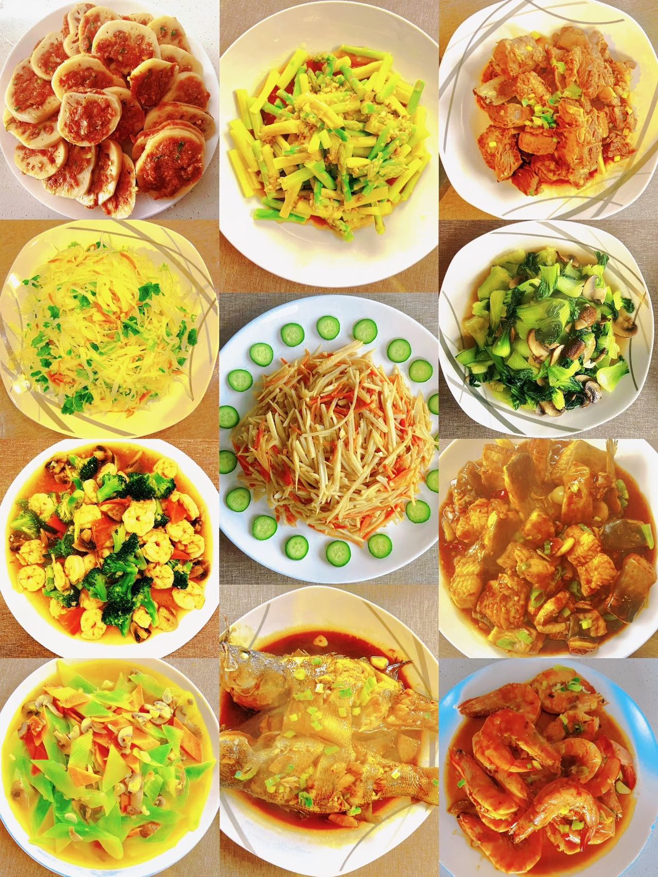 Vegetables, fish, and family favorites